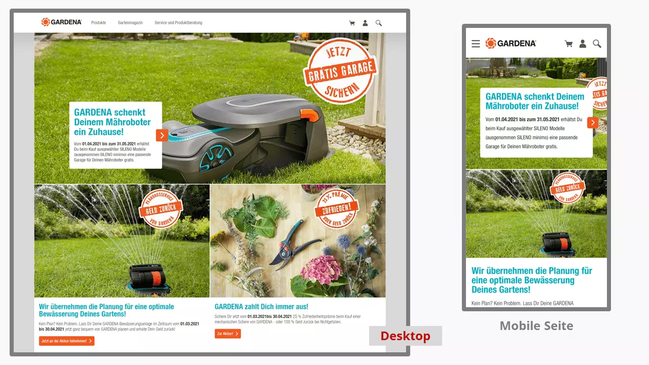 Bild: Website von Gardena im responsive Design