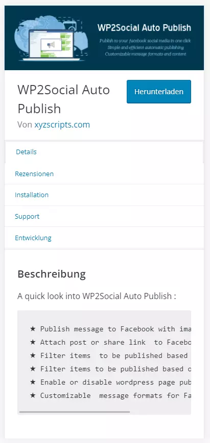 Bild: „WP2Social Auto Publish“ auf wordpress.org